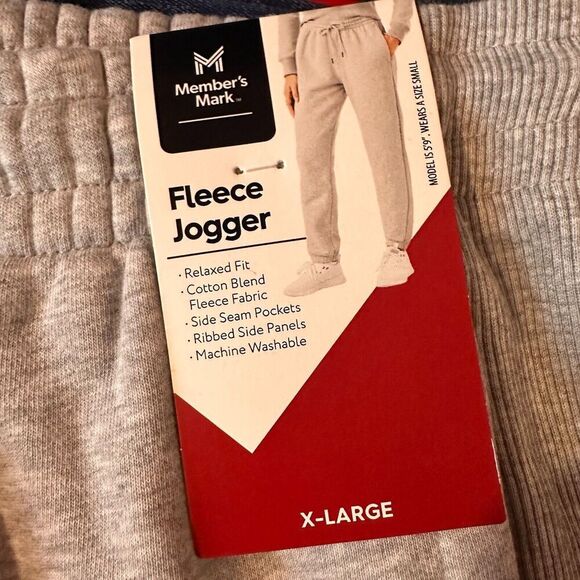 Member's Mark Ladies Fleece Jogger Size XL Light Grey Heather - Picture 4 of 8